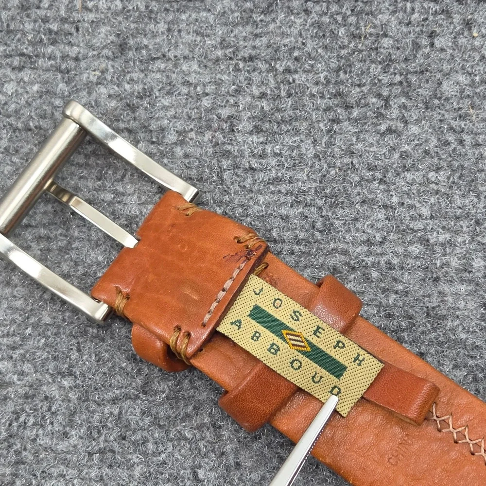 Vintage Leather Belt Mens 32 Tan Brown Stitch Casual Classic Dress Timeless Y2K